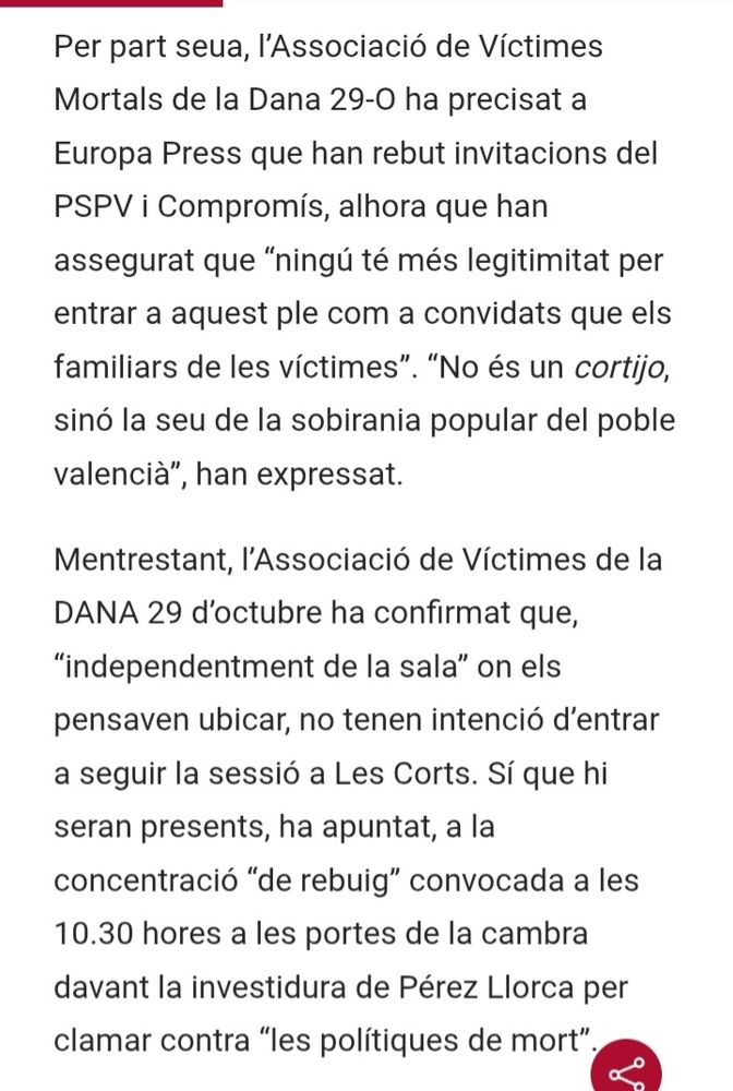 Rebuig a Pérez Llorca 