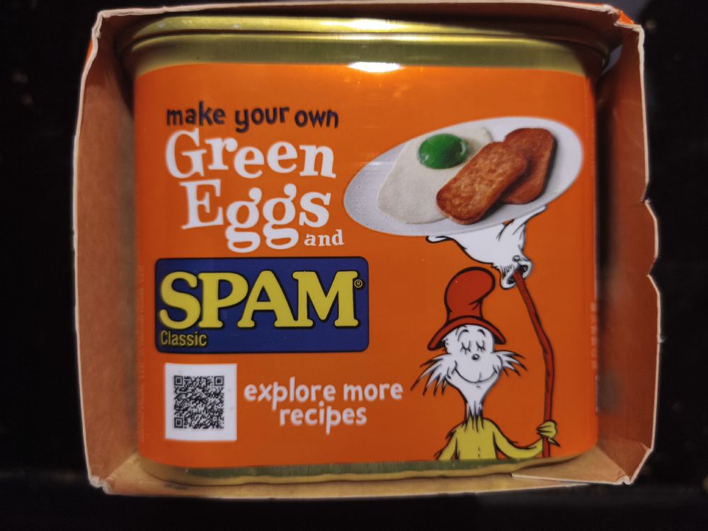 Make your own Green eggs and spam, says the labeling on the packaging.