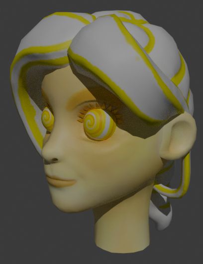 Texture-painted character rendered with default settings in Blender.