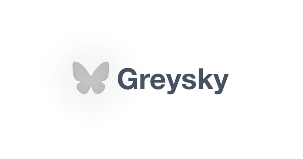 An image of the Bluesky logo, edited to be greyscaled. The Bluesky text is replaced with Greysky.