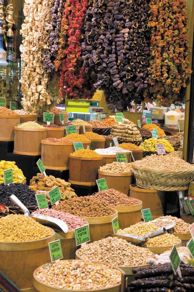 A collection of herbs and spices in the bazaar of Kusadasi, ancient city in today’s Turkey. You can’t experience the smell, but it’s divine, and it tastes like it smells!
