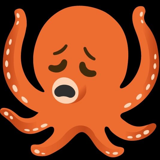 Octopus emoji with a "weary" expression.