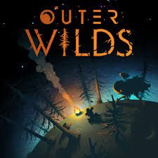 Cover of the game Outer wilds. A cozy looking little planet with trees and a campfire. It’s dark except for the fire. There is a little spacecraft on the side