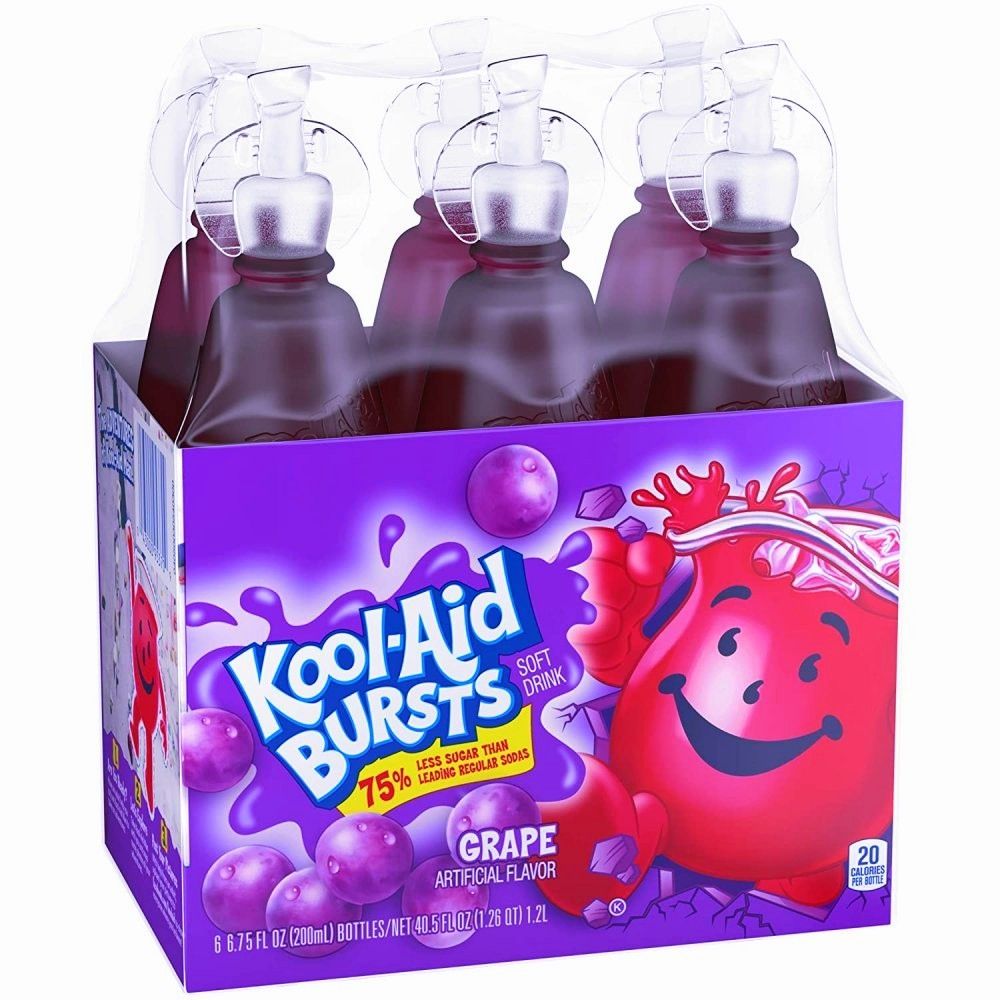A 6 pack of grape flavored kool-aid bursts
