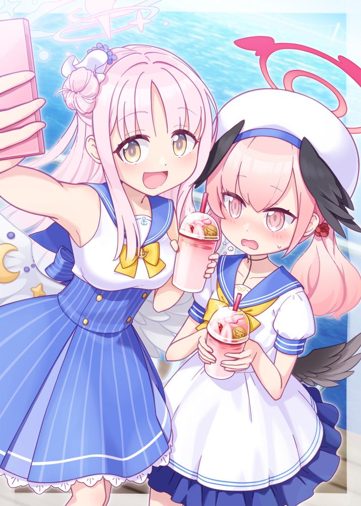【今日の過去絵】マリンセーラーで一緒にデートを楽しむミカコハです。マリンセーラーって良いよね。