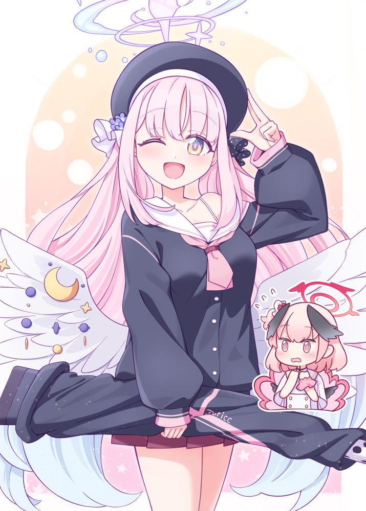 コハルの恰好を真似するミカ