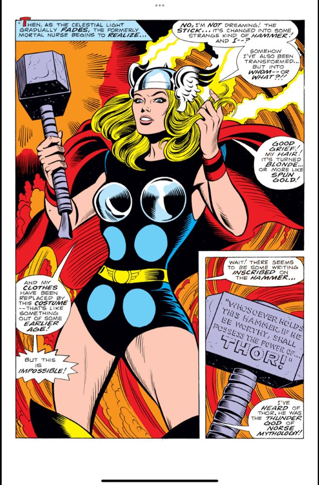 Technically two panels depicting Thor Jane and the inscription on the hammer.