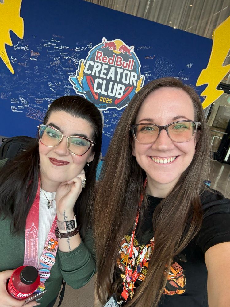 Me and Lindsey in the Red Bull Creator Club lounge

(We met all kinds of cool people up there, including the marketing creator director for Wizards of the Coast! I gave her an Anti-Planner and showed her all the places Magic cards are mentioned in the book… then she gave us a bunch of free MTG booster packs 😂)