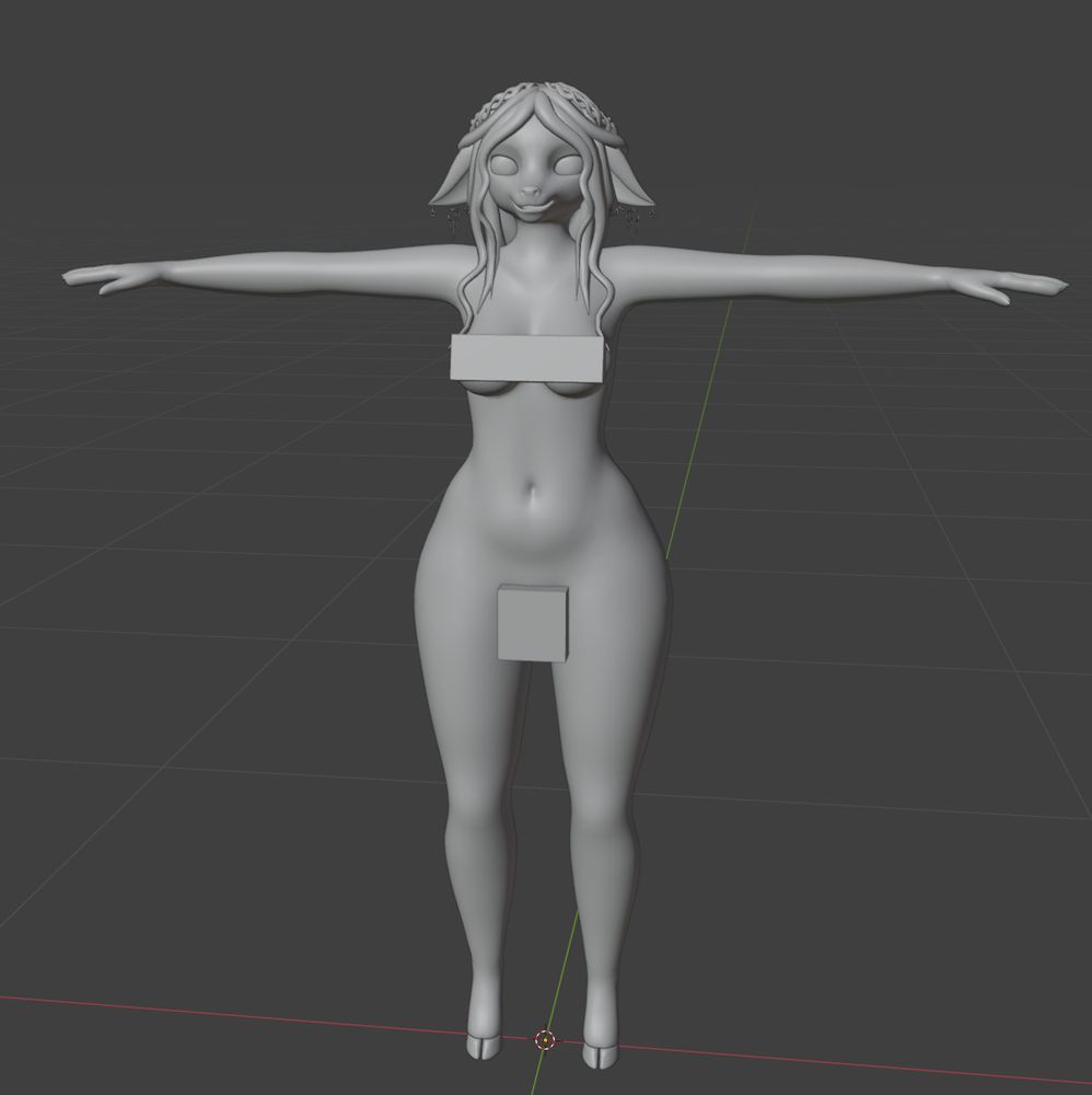 A screenshot from blender of squishy's new deer avatar (but censored)