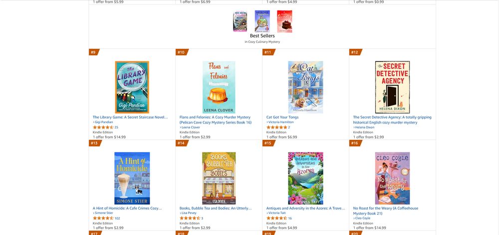 Amazon Best Seller List - Cat Got Your Tongs was #11 in the Cozy/Culinary New Releases!