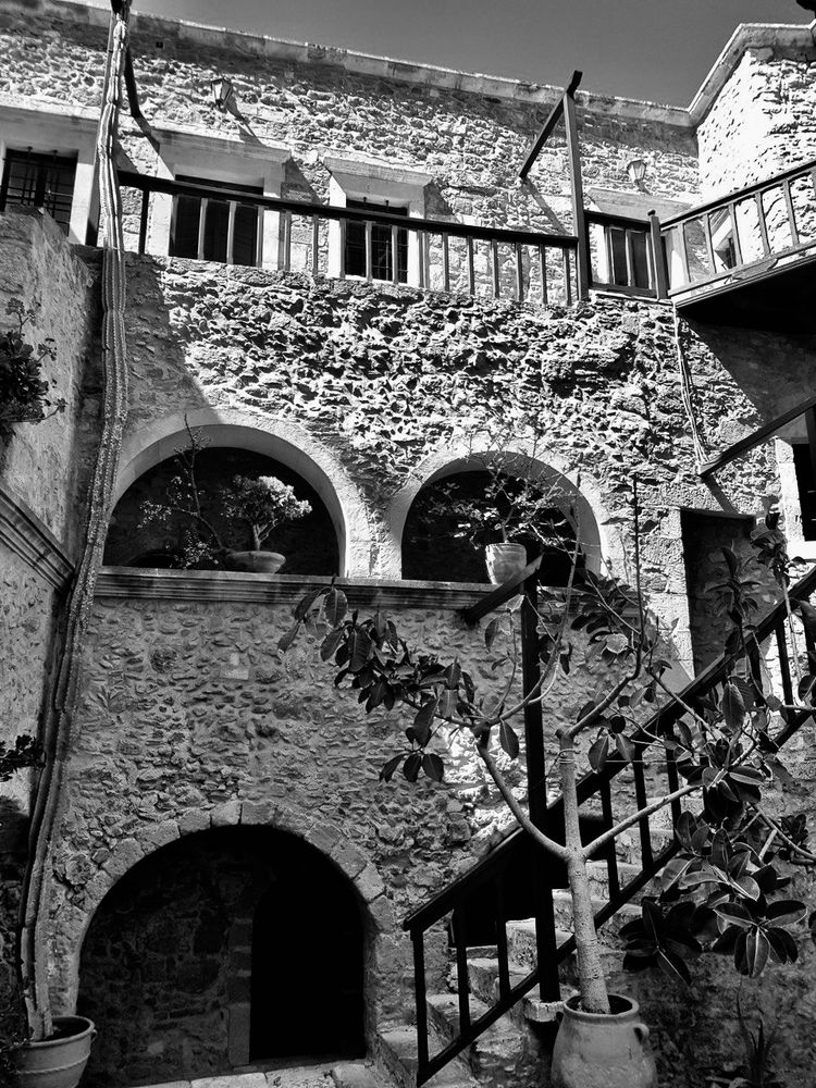 Innenhof mit Treppe und Pflanzen 