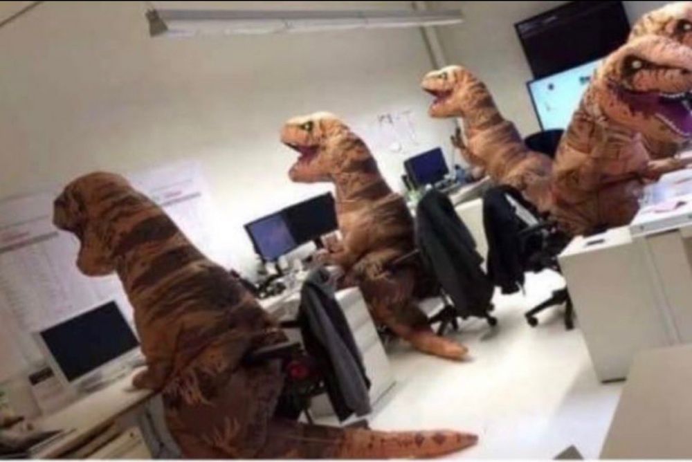 Dinos working at their 9 to 5