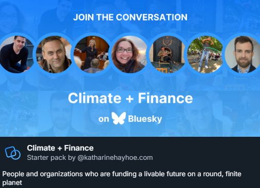 Katharine Hayhoe's Climate + Finance starter pack