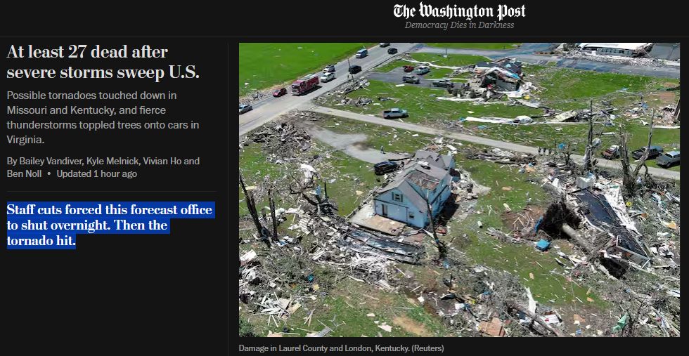 WaPo: 27 dead after severe storms
