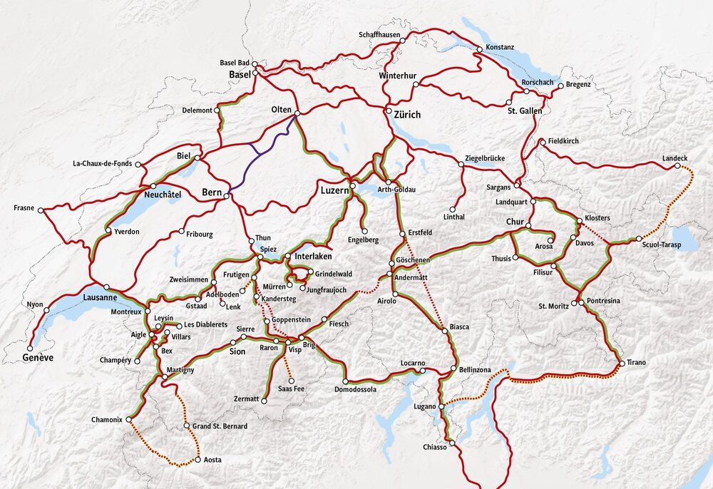 Swiss rail map
