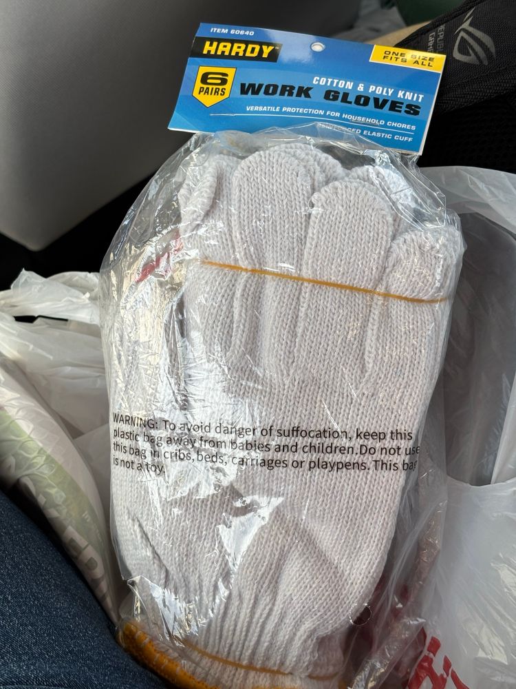 6 pairs of hardy cotton & poly knit work gloves