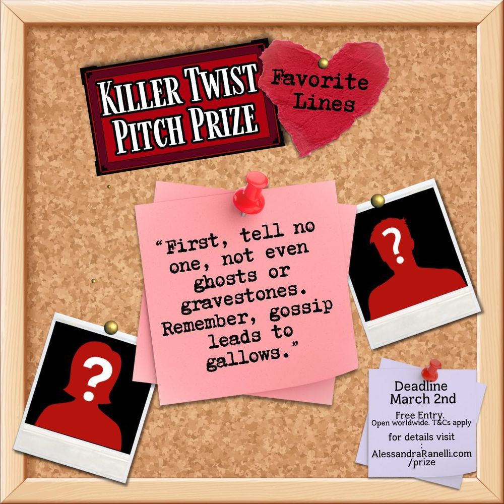 A pinboard with quotes from entries to Alessandra Ranelli’s killer twist pitch prize. 