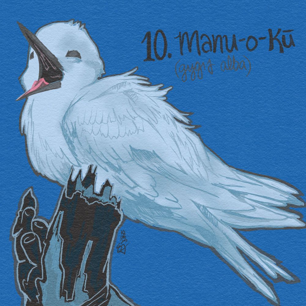 Digital painting of a white tern