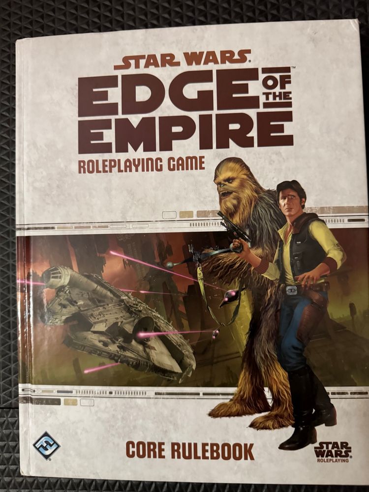 Edge of the Empire ttrpg core book, with Chewie and Han!