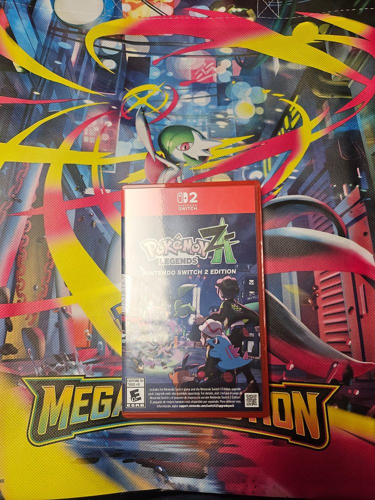 A GameStop Exclusive bag with Pokemon Legends Z-A sitting on top