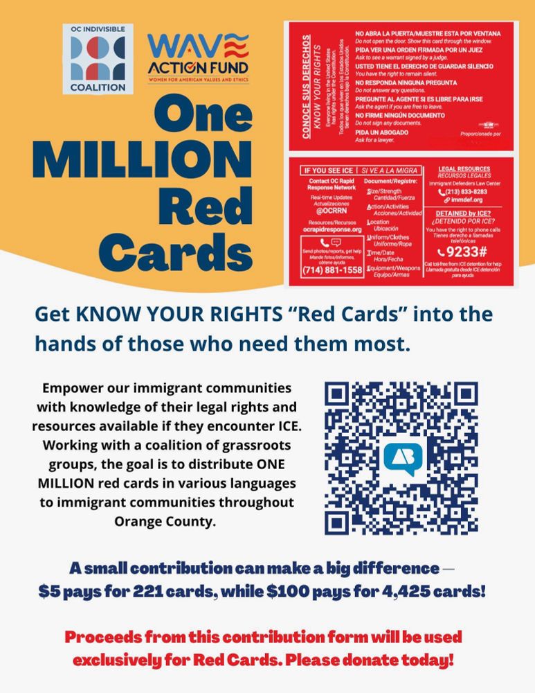 QR code to donate to Know Your Rights "red cards" distribution effort in Orange County, CA.