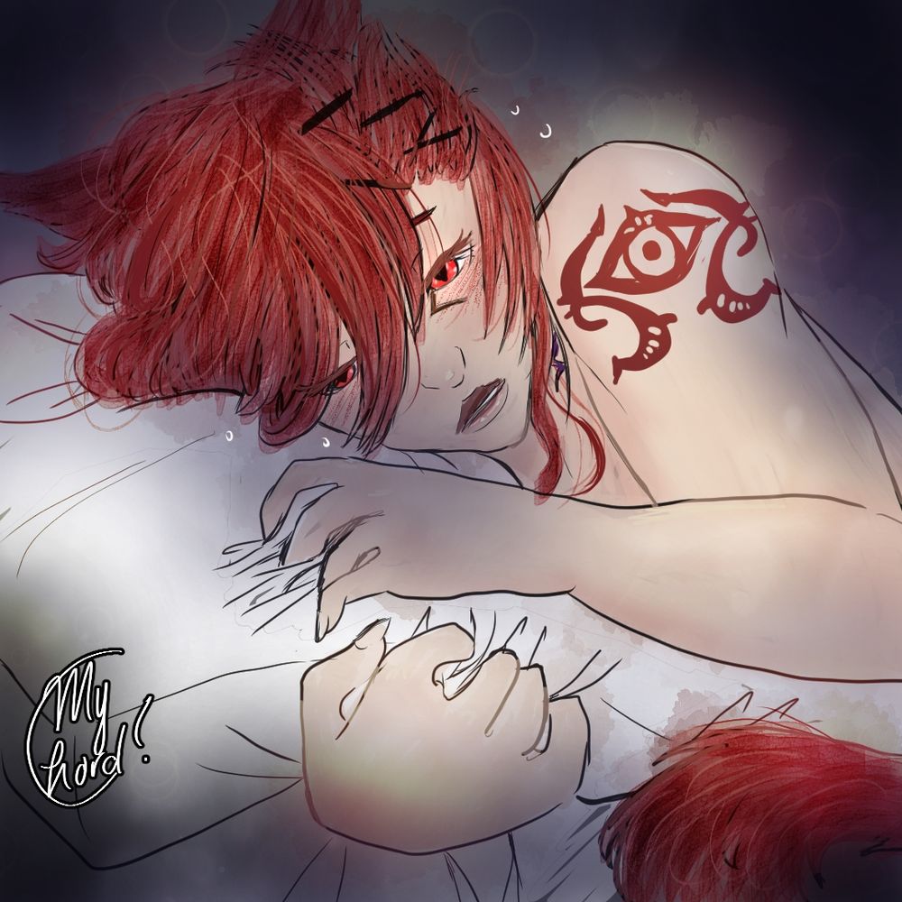 sleepy G'raha painted with watercolors and prettied up with gradients and soft lights. 