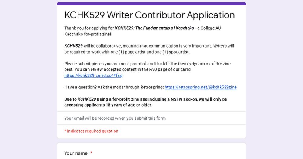 KCHK529 Writer Contributor Application