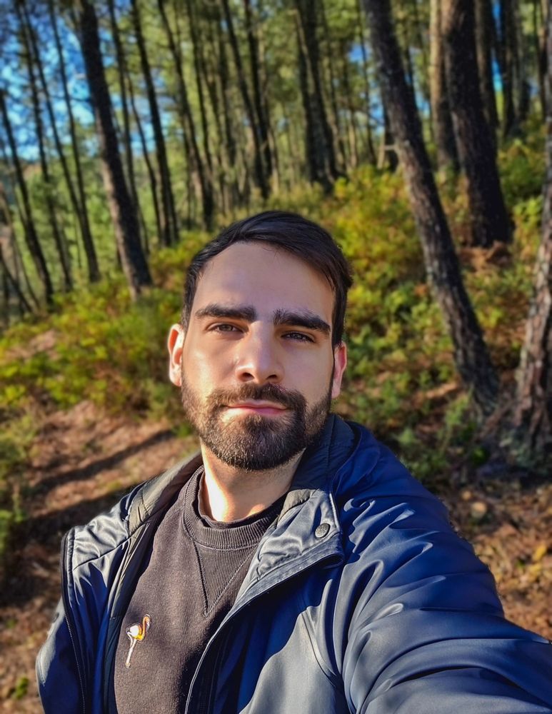 Selfie, dans les bois, rayonne soleil, végétation abondante 