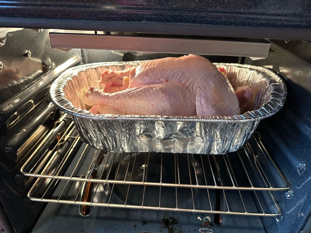 Thanksgiving turkey in the oven ready to be roasted!