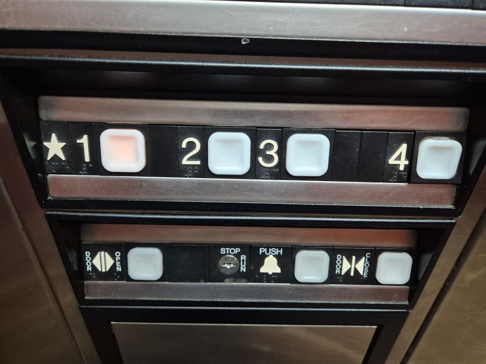 Photo of an elevators buttons, floors starting from 1.