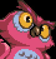 Pixel art portrait of Altius the owl from the Shovel Knight franchise.