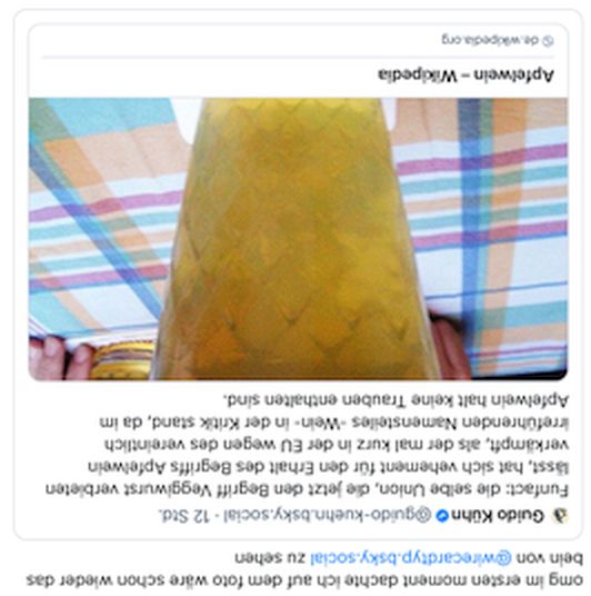 apfelwein bild von oben, umgedreht