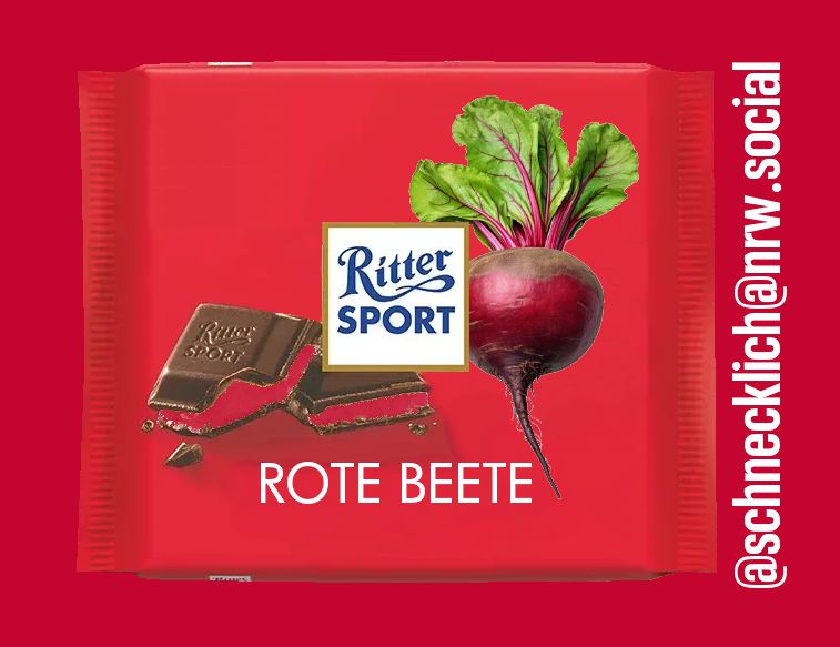 Ritter-Sport-Schokolade mit der Sorte "Rote Beete".
(Fotomontage)