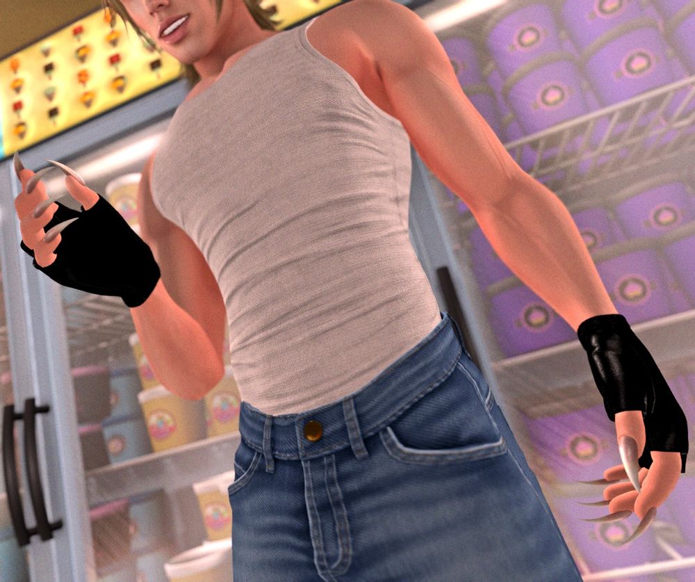 Clearer shot of Zakuro's hands and torso, showing off his claws