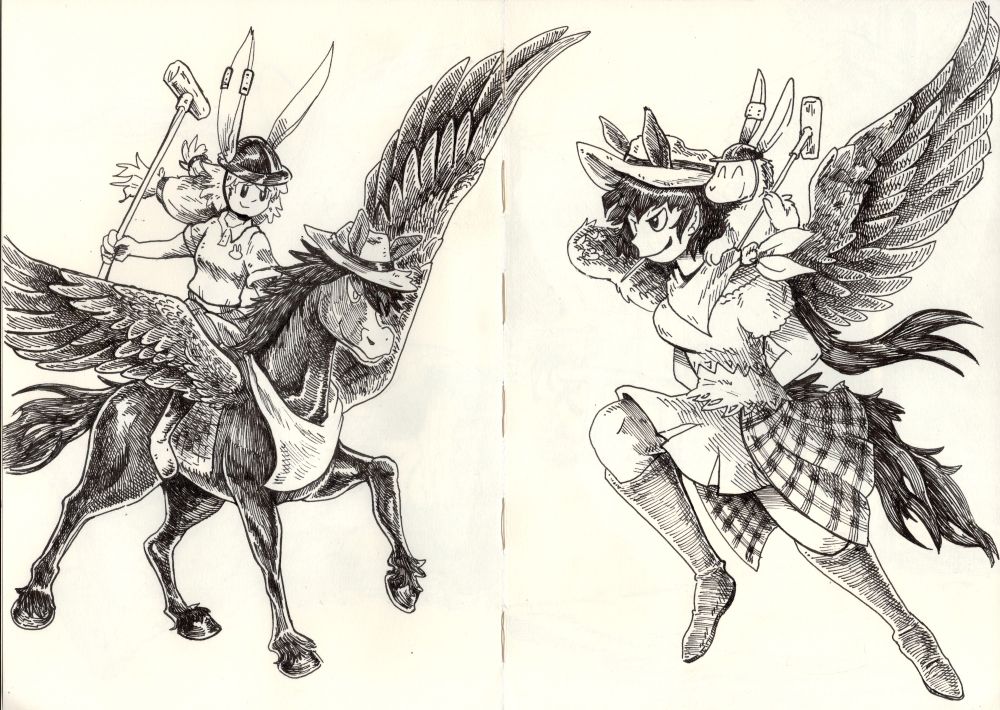 same as above but with no color, you can also see the stitching in the middle because this was drawn physically on a sketchbook 