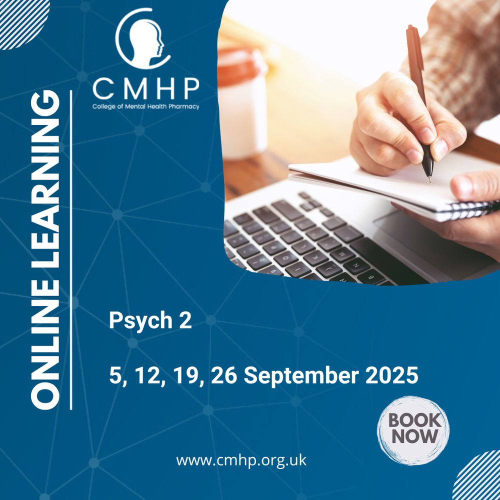 Photo of computer keyboard, and person's hand making notes in a notebook. Text says Online learning; Psych 2; 5, 12, 19, 26 September 2025; book now 