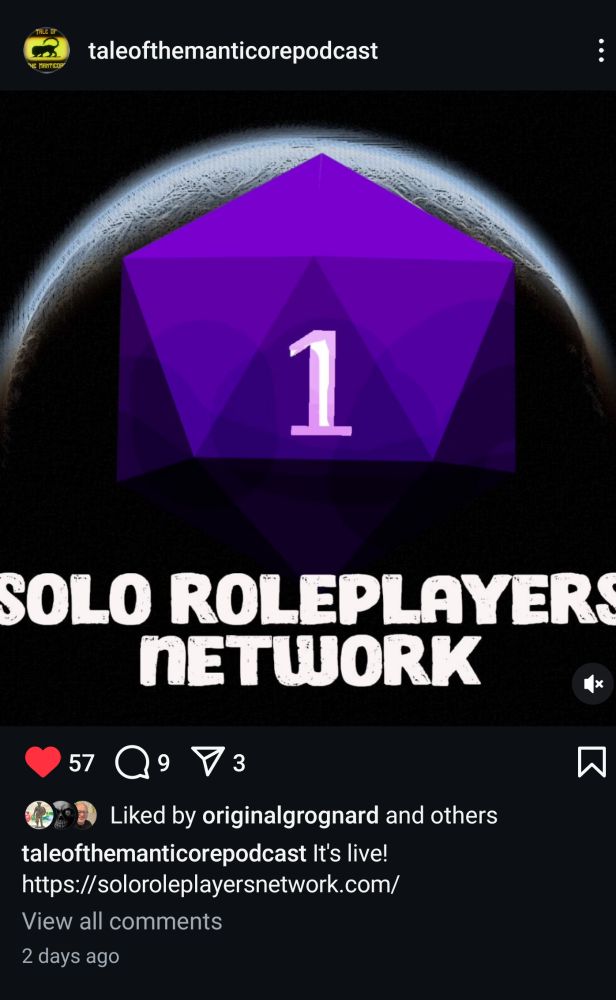 Check it out! There's a new solo gaming resource. soloroleplayersnetwork.com 
taleofthemanticore@blsky.com