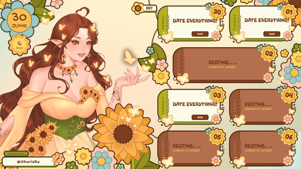 a floral style stream schedule