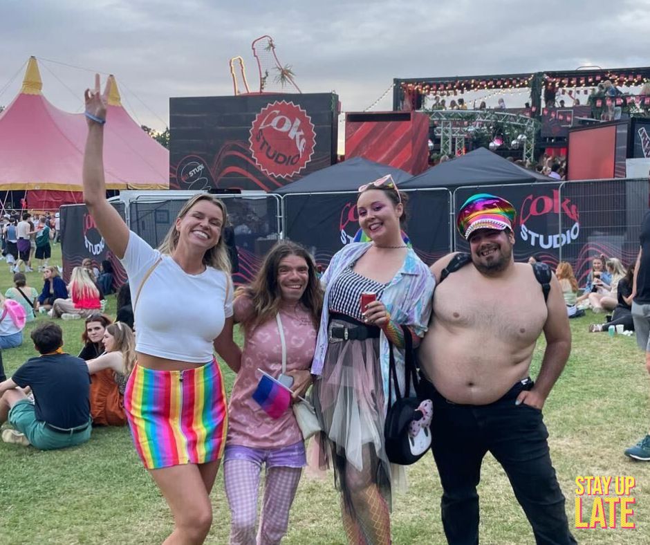 Gig Buddies who are also members of our LGBTQ+ advisory Group the 'Wild Rainbows' at Pride in the Park for a day festival.