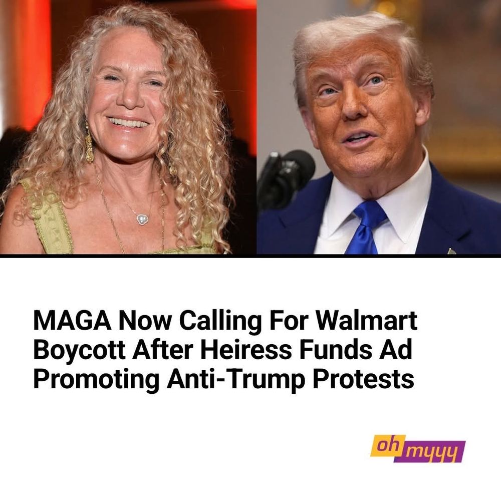 Christy Walton next to Donald Trump. 

Caption: MAGA now calling for Walmart boycott after heiress funds ad promoting anti-Trump protests 