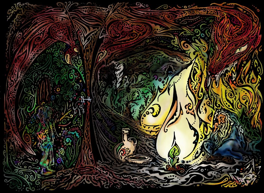 This is my only illustration for The Hobbit, black ink and digital colours. It shows Thorin in the dungeons of the elf king, brooding over the horrors he's seen and the dragon that still awaits them, while Bilbo already has things figured out.