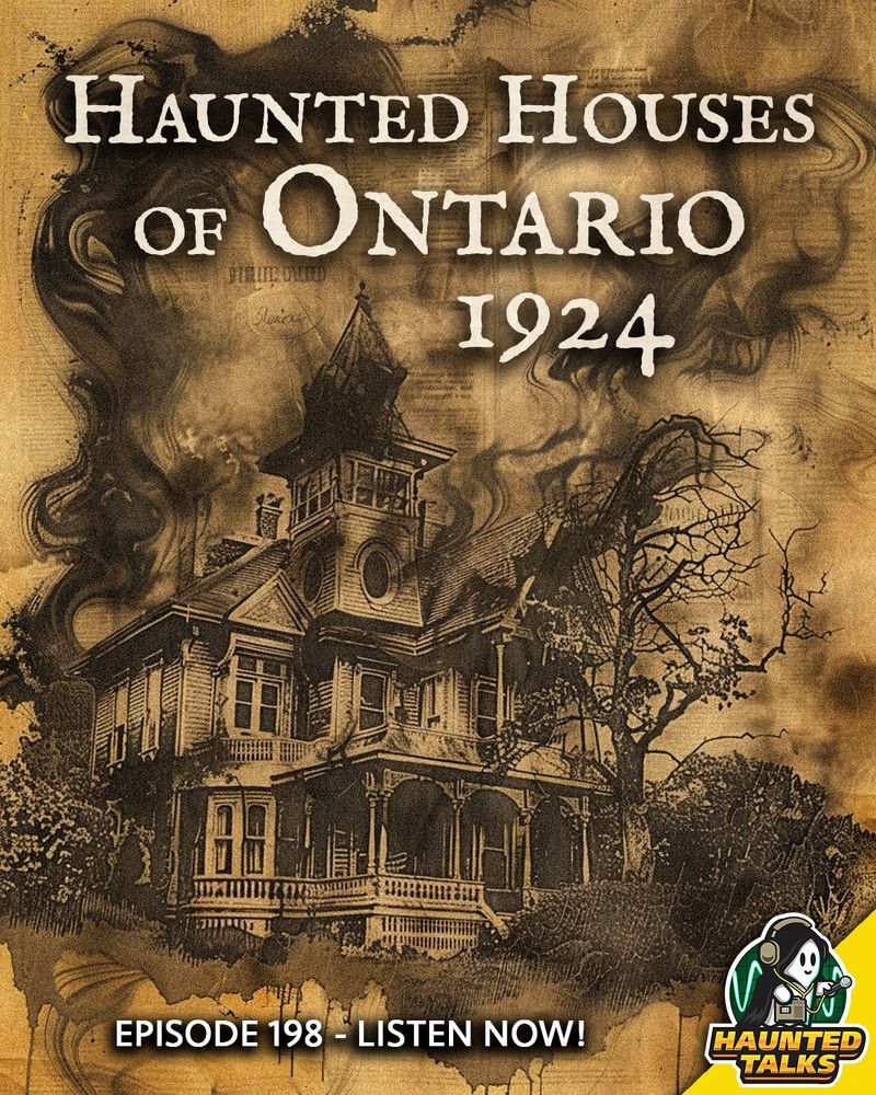Episode art for Haunted House of Ontario -1924. Features an old ink-style drawing of a Victorian house.