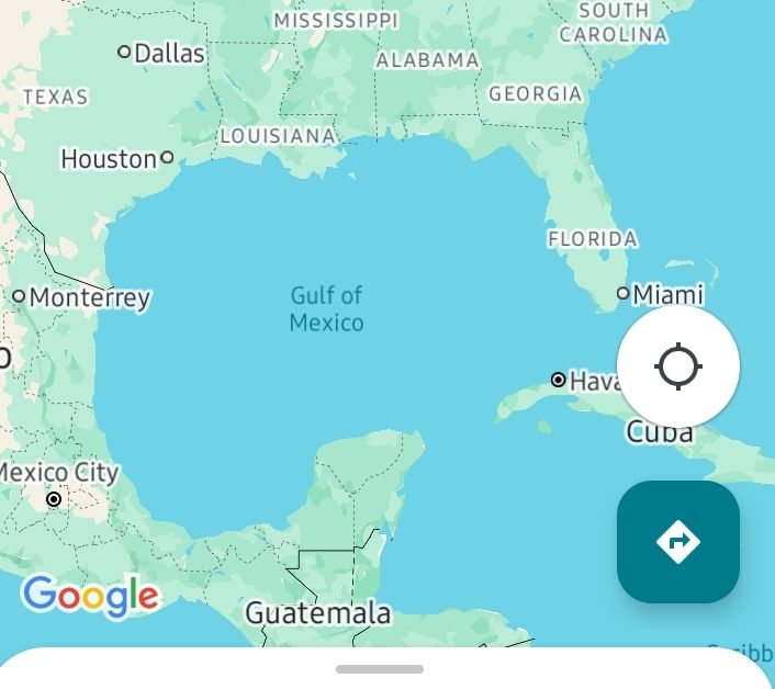 Image of a Google map showing the Gulf of Mexico, not the Gulf of America. 