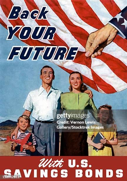 1950 styled poster of happy family 
