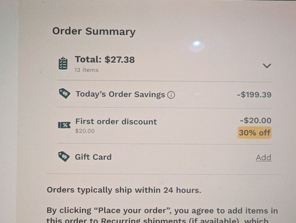 At first my cart contained $246.77 worth of groceries. A savings of $199.99 is removed at checkout, then another $20 is removed as well. Thus I only paid $27.48 for almost $250 worth of groceries!