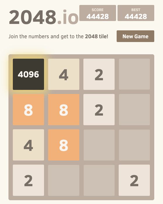 Hitting 4096 in 2048.io