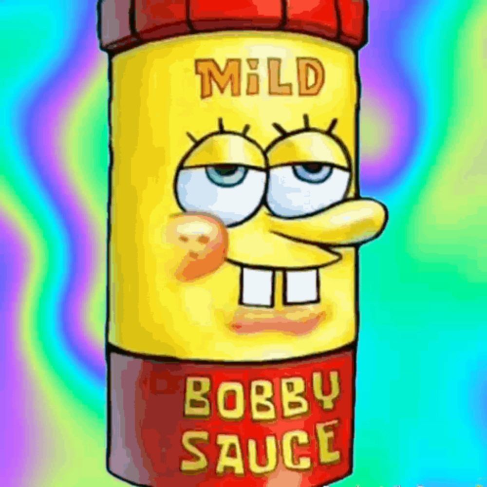 a can of mild bobby sauce with a cartoon face on it