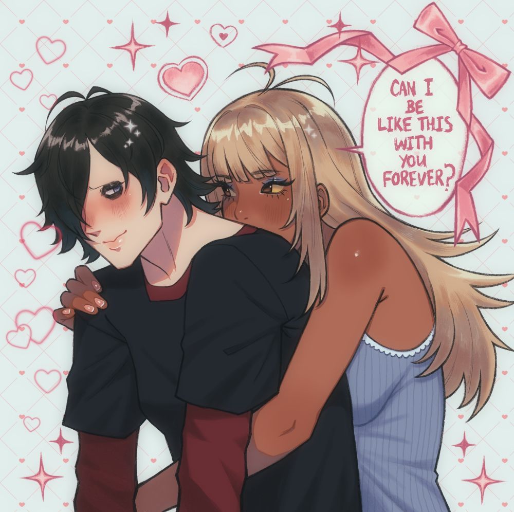 Trona hugging Sid from behind and asking "Can I be like this with you forever?"