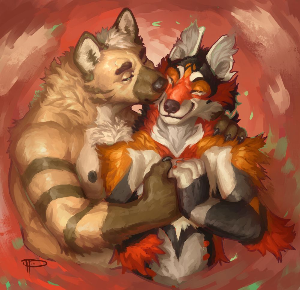 Art by Tiny of my character kissing Storms character 