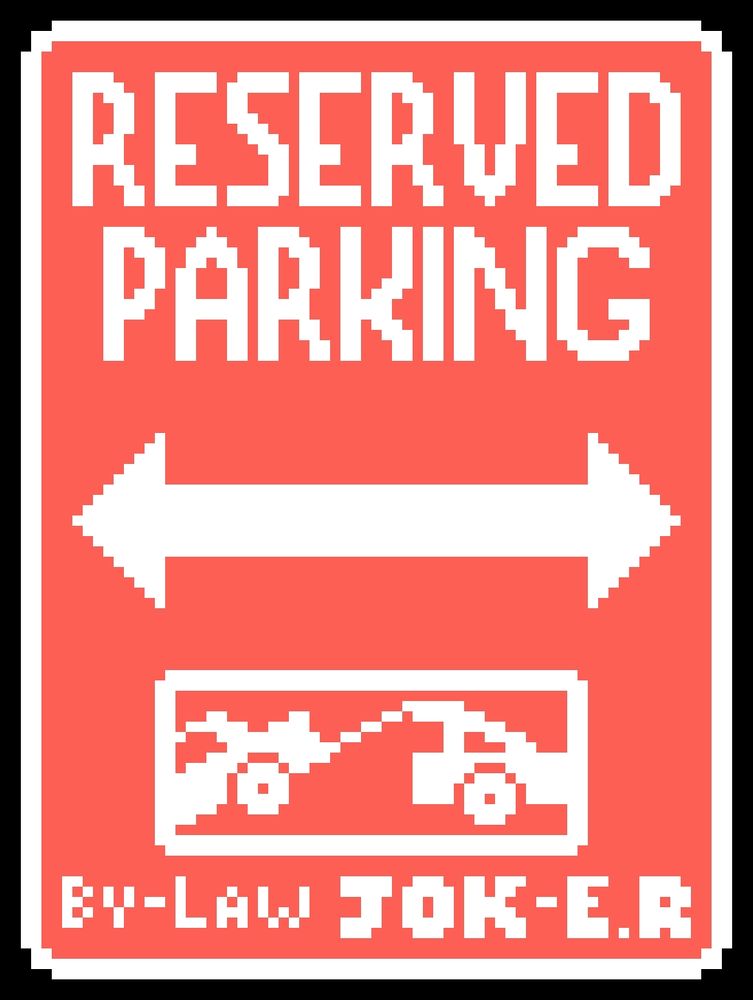 A red joker card that looks like a reseved parking ticket